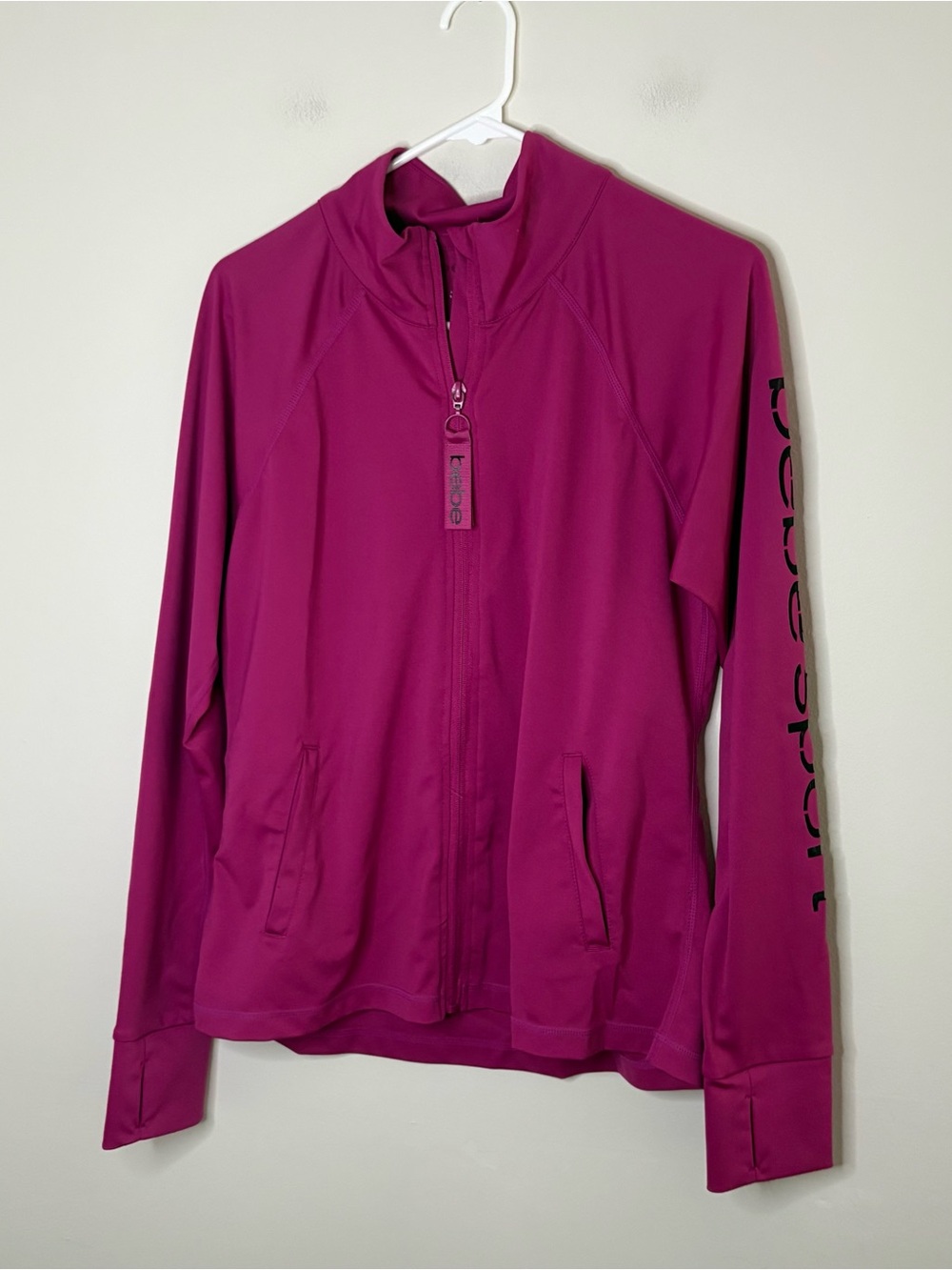 Bebe Sport Women’s Medium Fuschia Pink Long Sleeve Full Zip Top